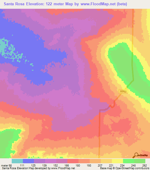 Santa Rosa,Argentina Elevation Map