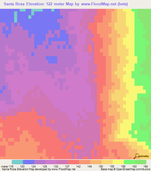 Santa Rosa,Argentina Elevation Map