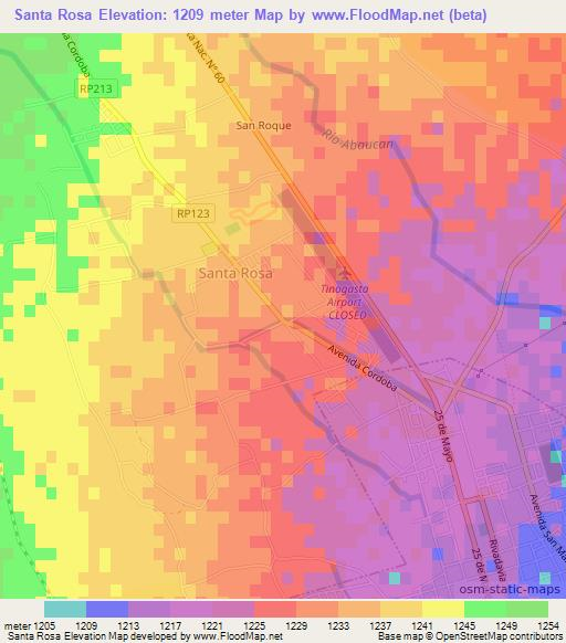 Santa Rosa,Argentina Elevation Map