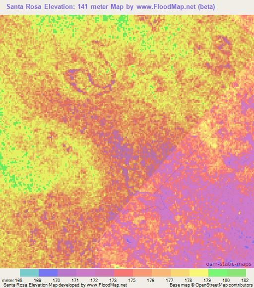 Santa Rosa,Argentina Elevation Map
