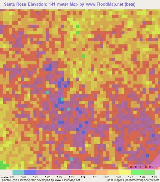 Santa Rosa,Argentina Elevation Map