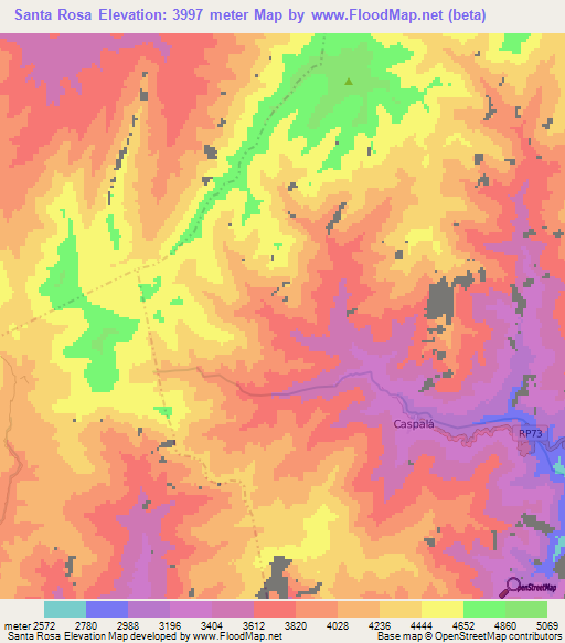 Santa Rosa,Argentina Elevation Map