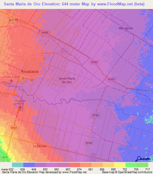 Santa Maria de Oro,Argentina Elevation Map