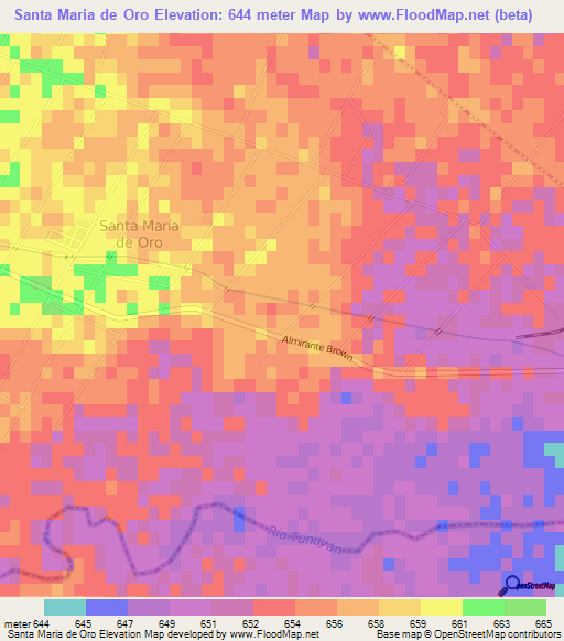 Santa Maria de Oro,Argentina Elevation Map
