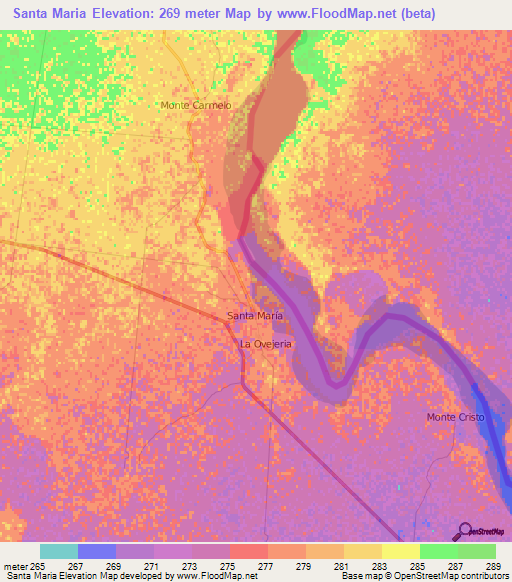 Santa Maria,Argentina Elevation Map