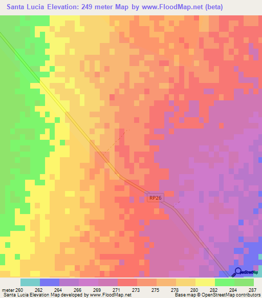 Santa Lucia,Argentina Elevation Map