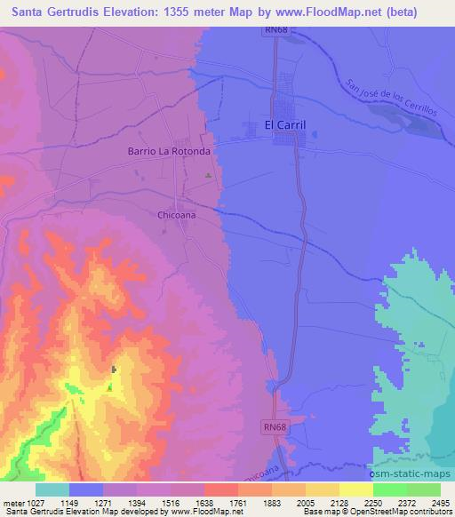 Santa Gertrudis,Argentina Elevation Map