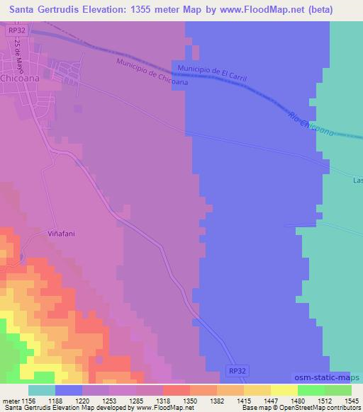 Santa Gertrudis,Argentina Elevation Map