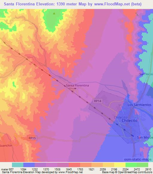 Santa Florentina,Argentina Elevation Map