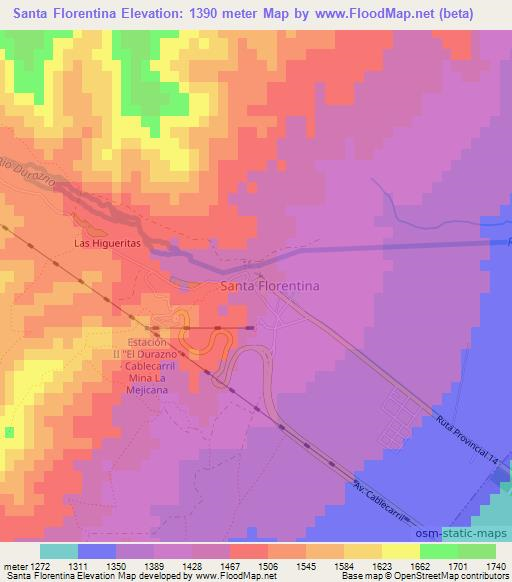 Santa Florentina,Argentina Elevation Map