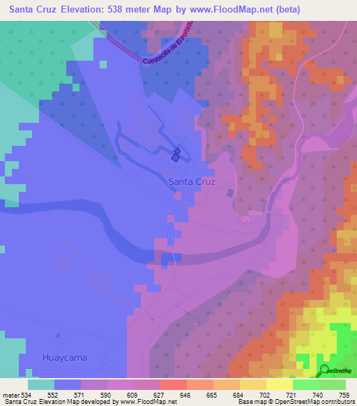 Santa Cruz,Argentina Elevation Map