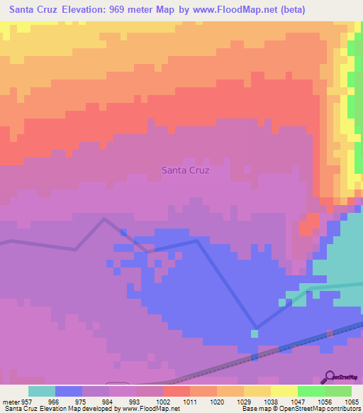 Santa Cruz,Argentina Elevation Map