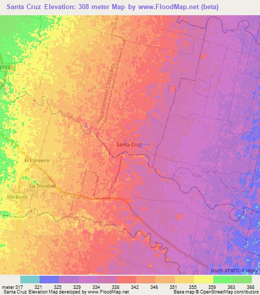 Santa Cruz,Argentina Elevation Map