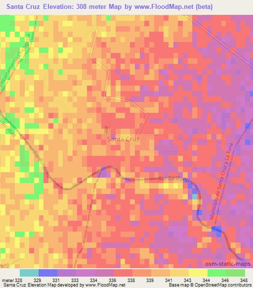 Santa Cruz,Argentina Elevation Map