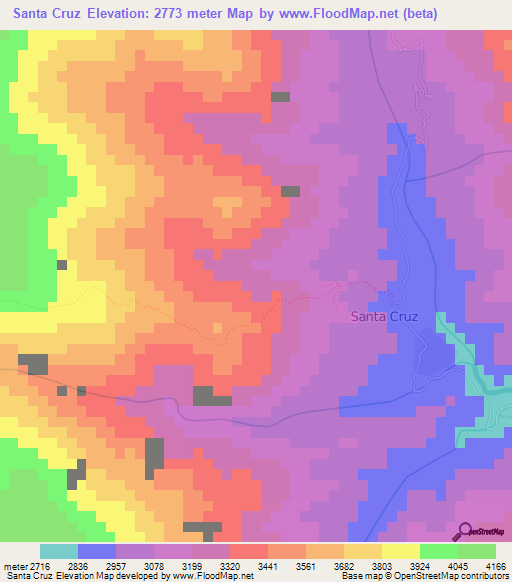 Santa Cruz,Argentina Elevation Map