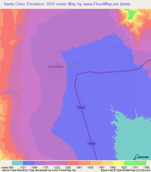 Santa Clara,Argentina Elevation Map