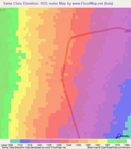 Santa Clara,Argentina Elevation Map