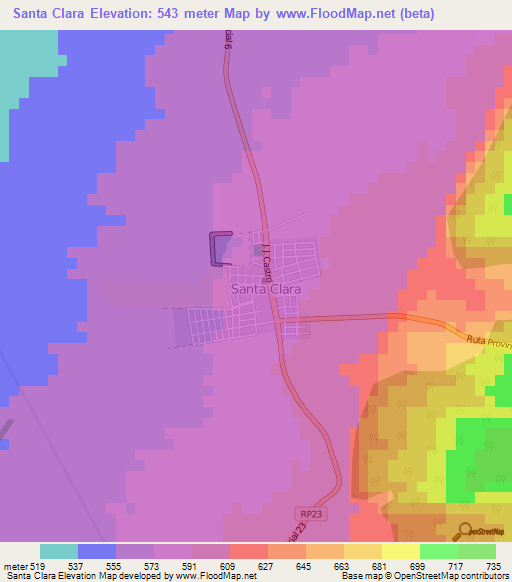 Santa Clara,Argentina Elevation Map