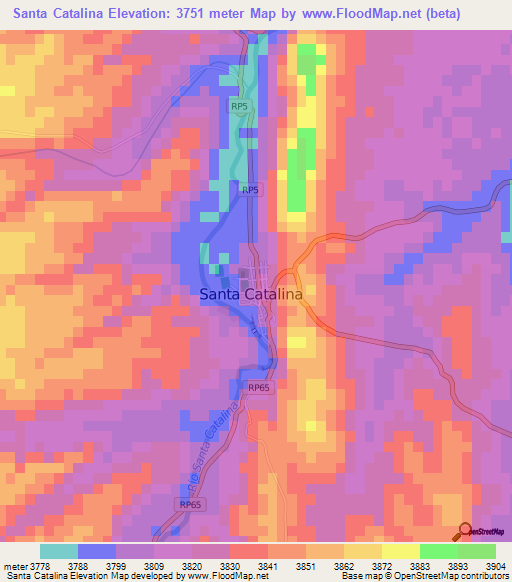 Santa Catalina,Argentina Elevation Map