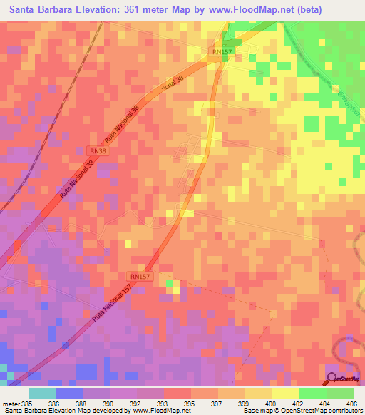 Santa Barbara,Argentina Elevation Map