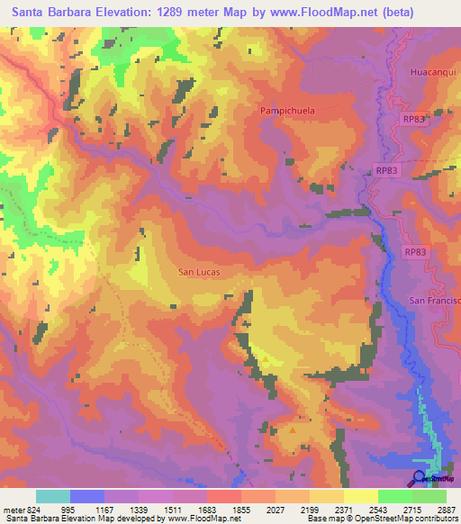 Santa Barbara,Argentina Elevation Map