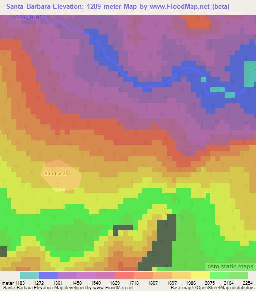 Santa Barbara,Argentina Elevation Map