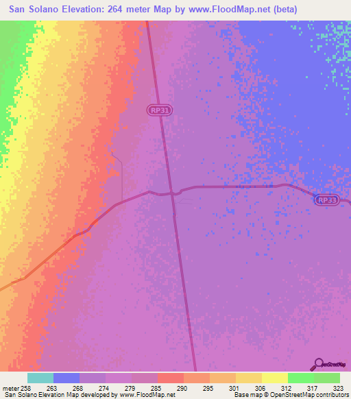 San Solano,Argentina Elevation Map