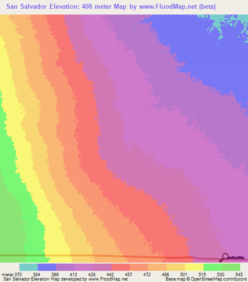 San Salvador,Argentina Elevation Map