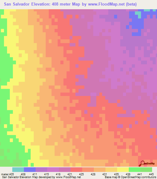 San Salvador,Argentina Elevation Map