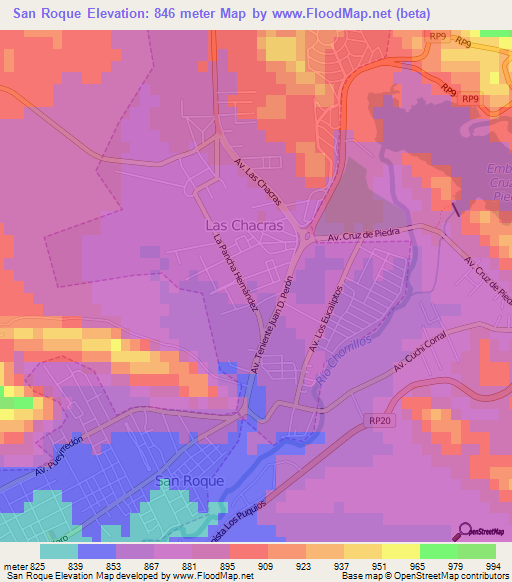 San Roque,Argentina Elevation Map