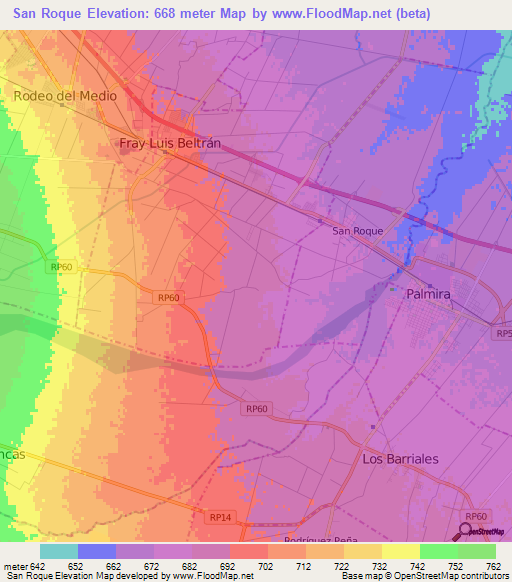 San Roque,Argentina Elevation Map