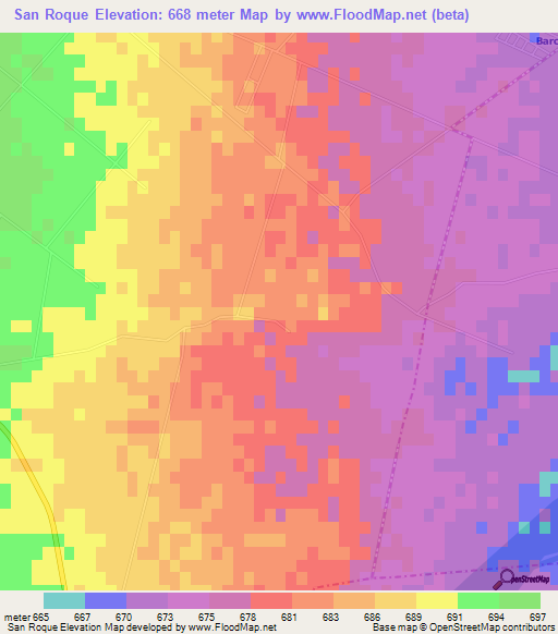San Roque,Argentina Elevation Map