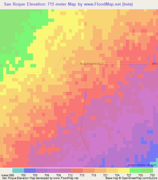 San Roque,Argentina Elevation Map