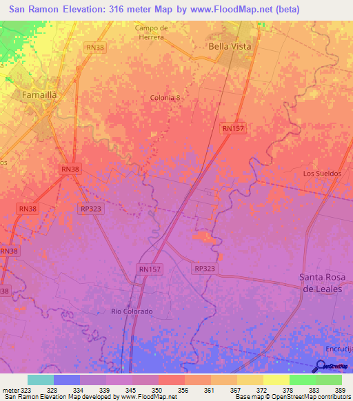 San Ramon,Argentina Elevation Map