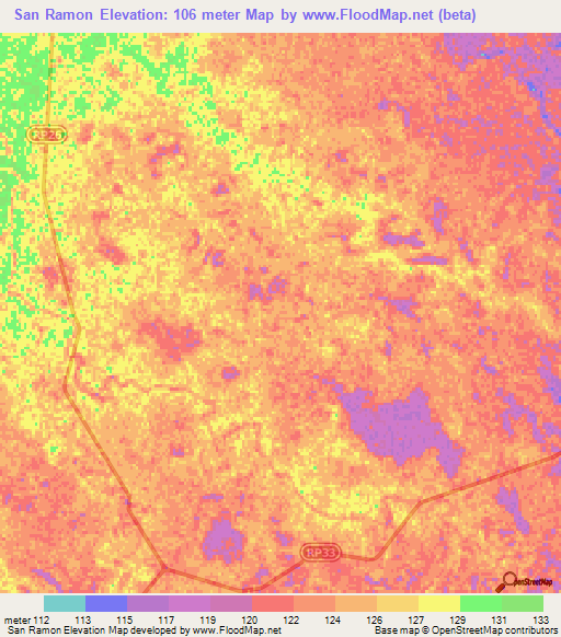 San Ramon,Argentina Elevation Map