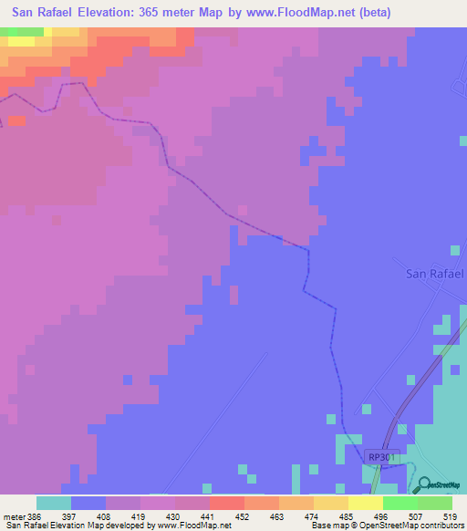 San Rafael,Argentina Elevation Map
