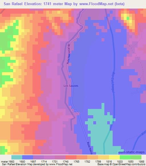 San Rafael,Argentina Elevation Map