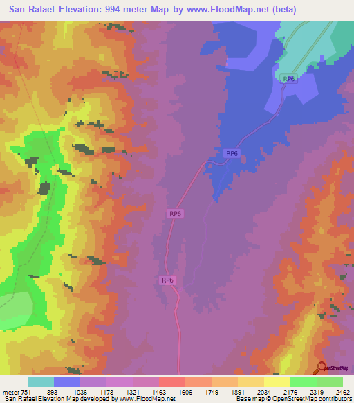 San Rafael,Argentina Elevation Map
