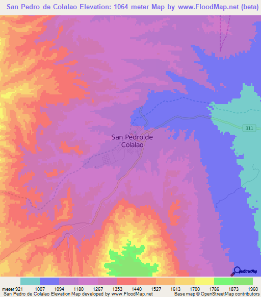 San Pedro de Colalao,Argentina Elevation Map