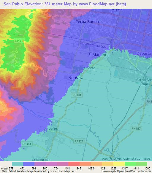 San Pablo,Argentina Elevation Map