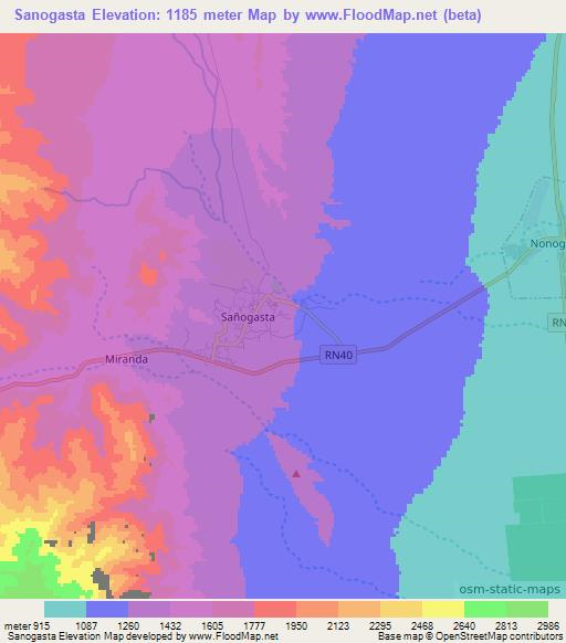 Sanogasta,Argentina Elevation Map