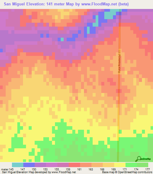 San Miguel,Argentina Elevation Map