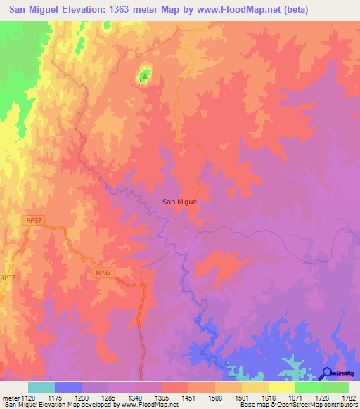 San Miguel,Argentina Elevation Map