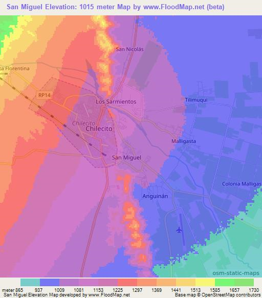 San Miguel,Argentina Elevation Map