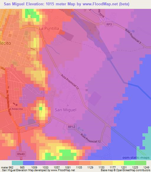 San Miguel,Argentina Elevation Map