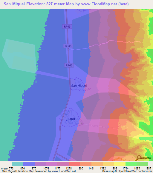 San Miguel,Argentina Elevation Map