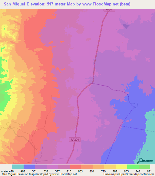 San Miguel,Argentina Elevation Map