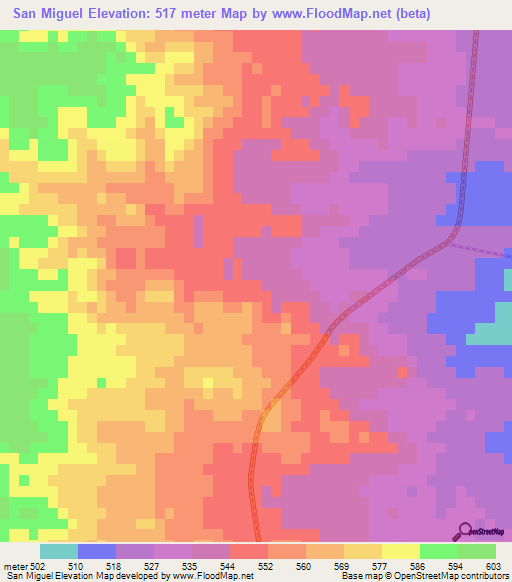 San Miguel,Argentina Elevation Map