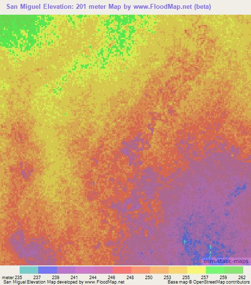 San Miguel,Argentina Elevation Map