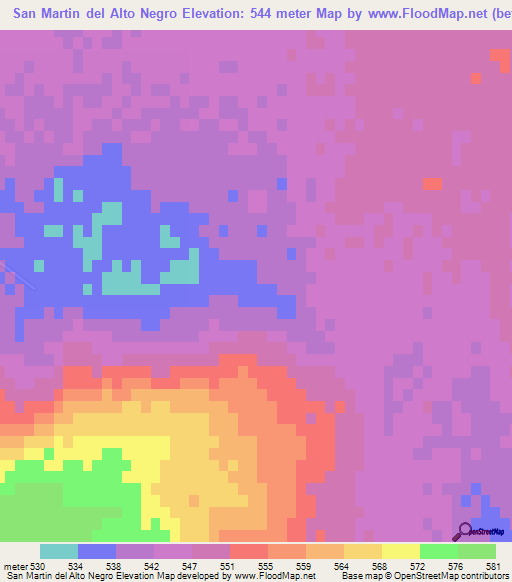 San Martin del Alto Negro,Argentina Elevation Map